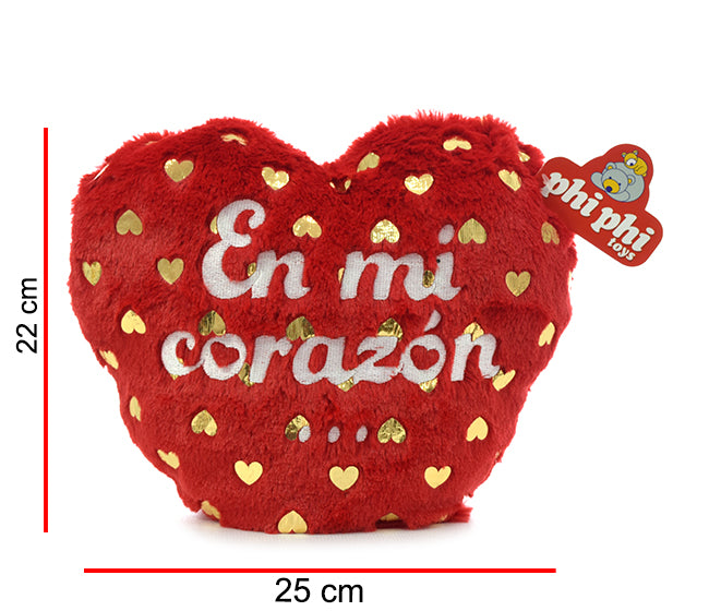 CORAZON REVERSIBLE 2 FRASES CON DORADO 25CM