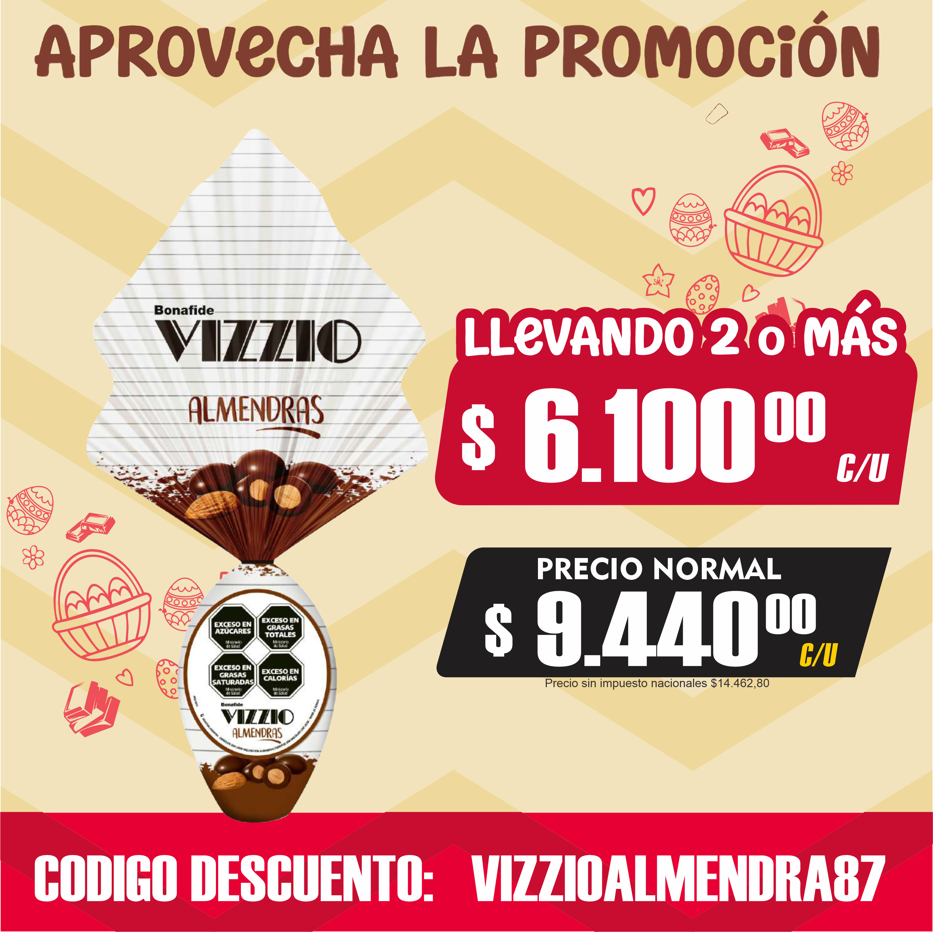 HUEVO VIZZIO ALMENDRA x 87GR