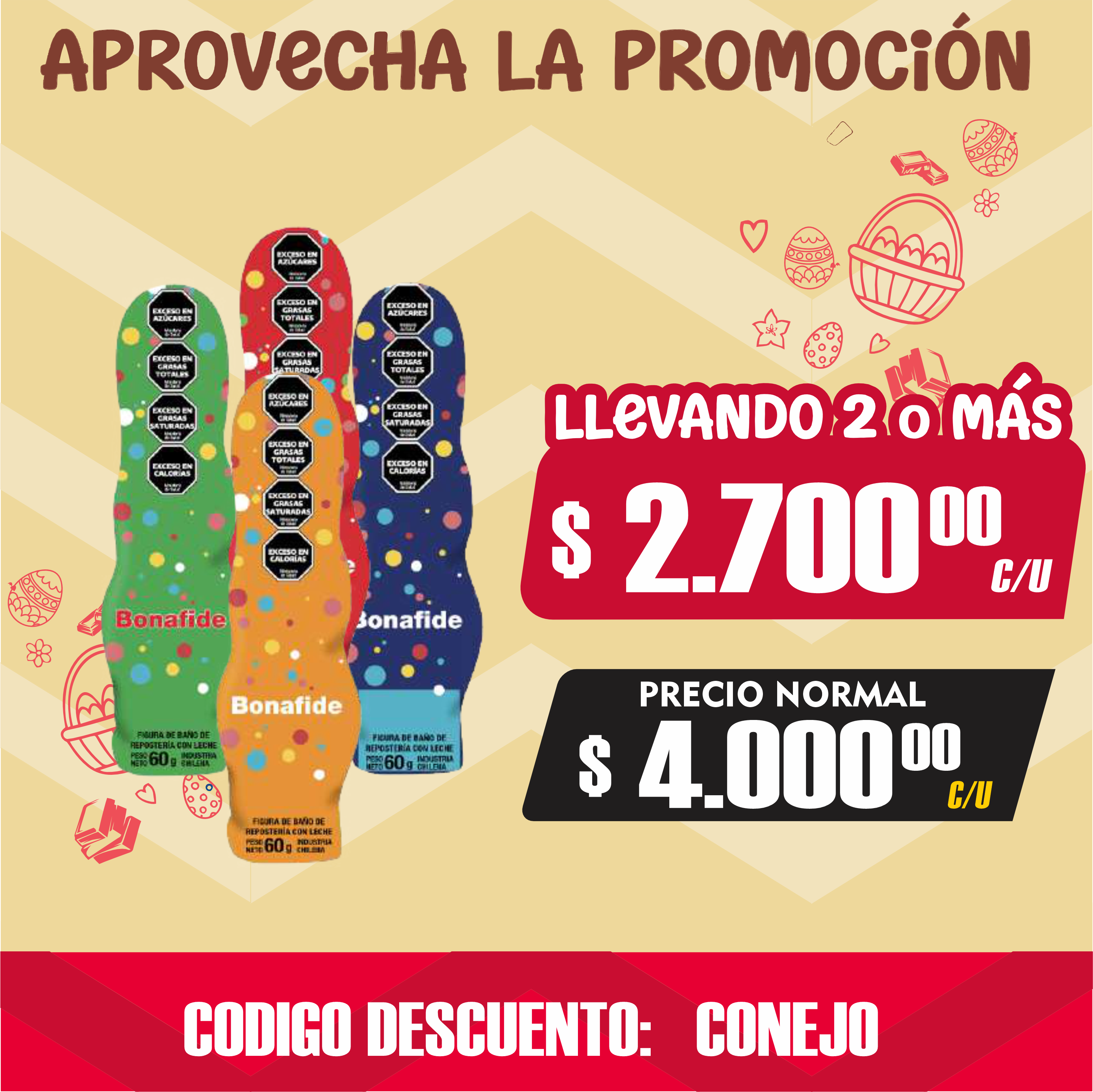 CONEJO PLANO x 60 GR X UNIDAD